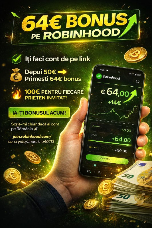 Robinhood 64€ Bonus - Depui 50€ Primesti 64€ bonus